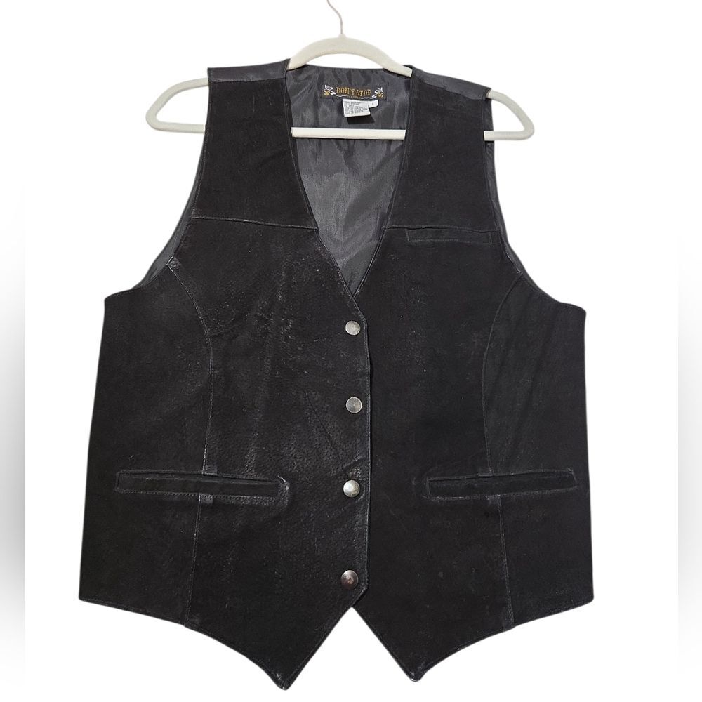 Don't Stop Vintage Leather Suede Vest Western Indie Boho Large